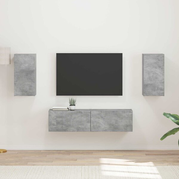 TV szekrény garnitúra 4 pcs Beton Szürke Faanyag