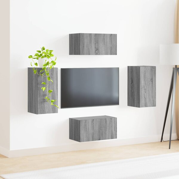 TV szekrény garnitúra 4 pcs Szürke Sonoma Faanyag