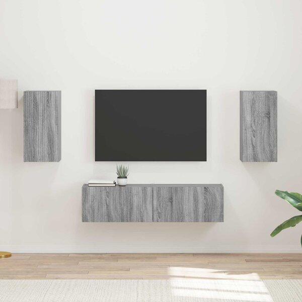 TV szekrény garnitúra 4 pcs Szürke Sonoma Faanyag