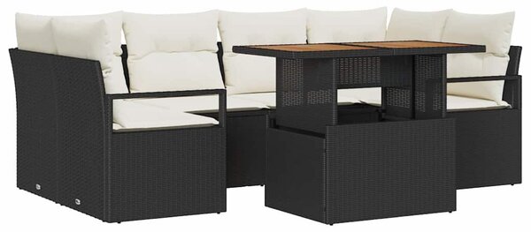 VidaXL Kerti Kanapé Szett párnával 7 pcs Fekete és krémszínű