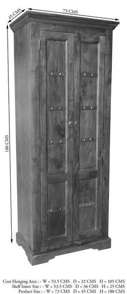 CAMBRIDGE HONEY szekrény masszív akác, mézszínű 180x73 cm