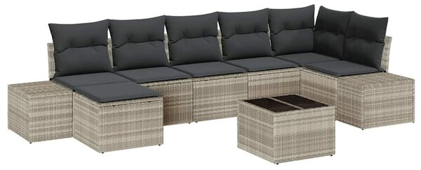 VidaXL Kerti Kanapé Szett párnával 8 pcs Világosszürke polirattan