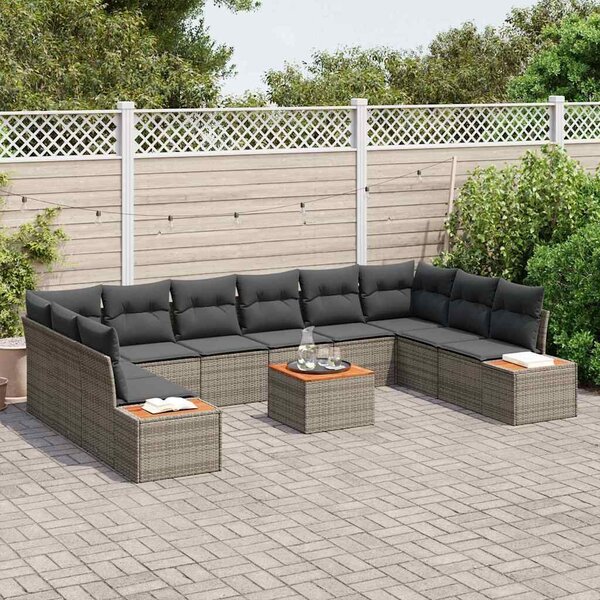 VidaXL Kerti Kanapé Szett párnával 11 pcs Szürke Poli rattan