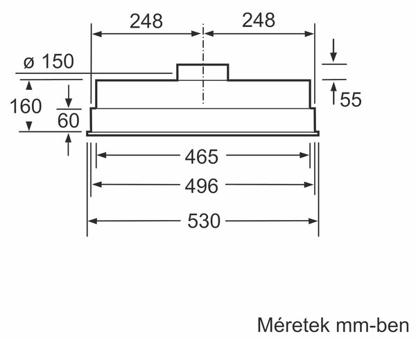 Bosch DHL555BM Beépíthető páraelszívó , Serie4 , 50cm , 604m3 , nemesacél , fém zsírszűrő , LED világítás