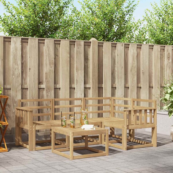 VidaXL Kültéri kanapé szett 5 pcs Fehér 59 x 59 x 37 cm Tömör Akácfa