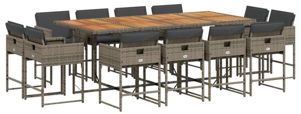 VidaXL 13 részes szürke polyrattan kerti ülőgarnitúra párnákkal