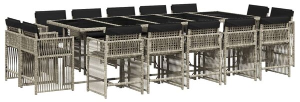 VidaXL 17 részes szürke polyrattan kerti étkezőgarnitúra párnákkal