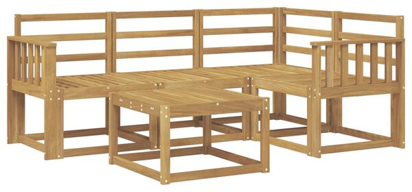VidaXL Kültéri kanapé szett 5 pcs Fehér 59 x 59 x 37 cm Tömör Akácfa