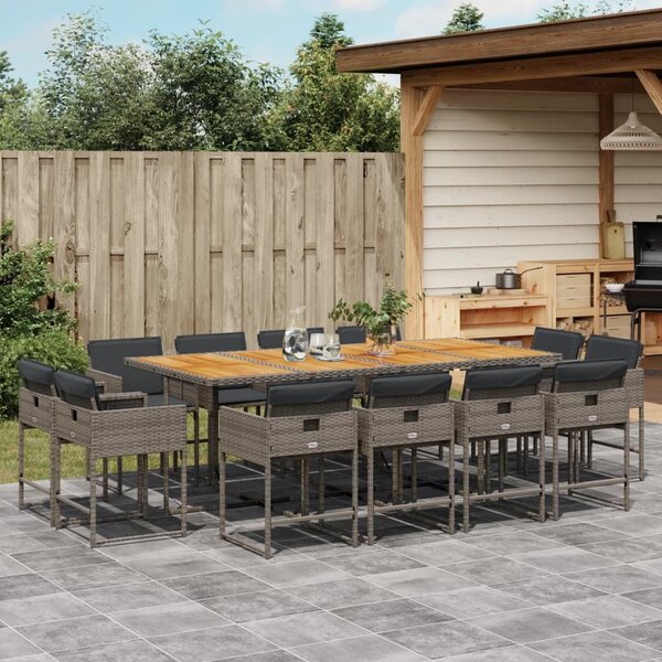 VidaXL 13 részes szürke polyrattan kerti ülőgarnitúra párnákkal