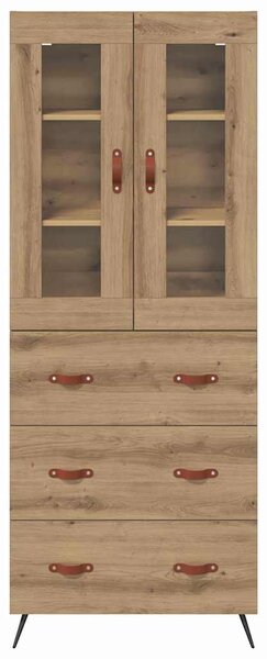 Magas szekrény polccal fiókkal 2 pcs Artisan tölgy Faanyag