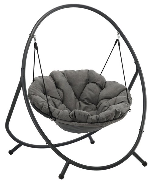 Patio Függő Fotel – Sötétszürke Párna, Szürke Keret 115,5×140×167,5 cm