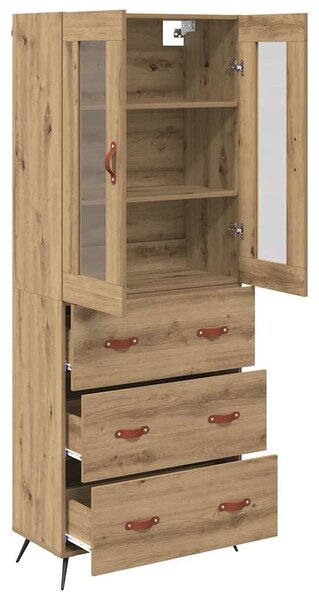 Magas szekrény polccal fiókkal 2 pcs Artisan tölgy Faanyag