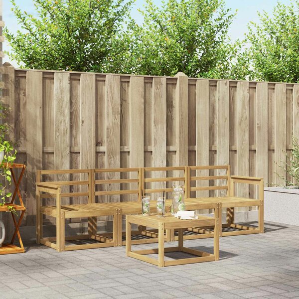VidaXL Kültéri kanapé szett 5 pcs Fehér 59 x 59 x 37 cm Tömör Akácfa