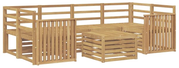 VidaXL Kültéri kanapé szett 7 pcs Fehér Tömör Akácfa