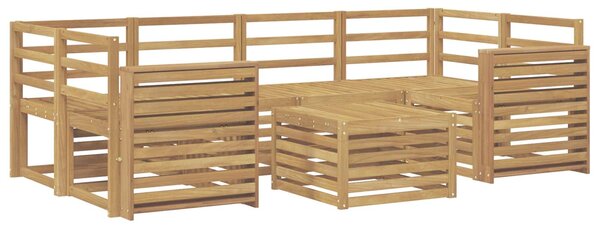 VidaXL Kültéri kanapé szett 7 pcs Fehér Tömör Akácfa