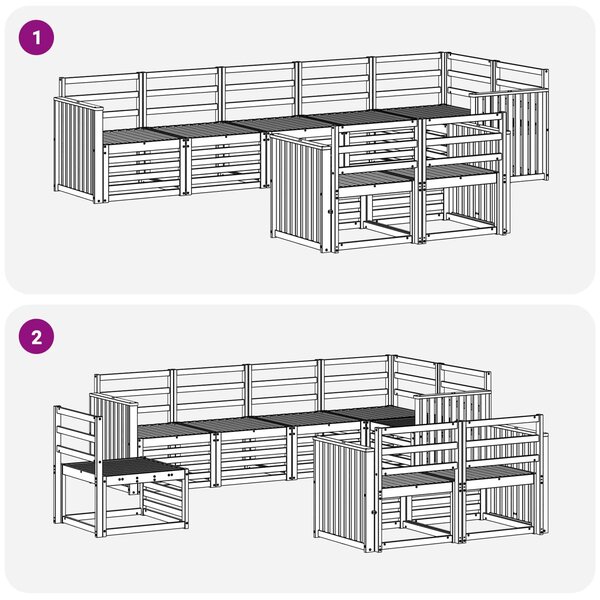 VidaXL Kültéri kanapé szett 8 pcs Fehér 306 x 128,5 x 73 cm