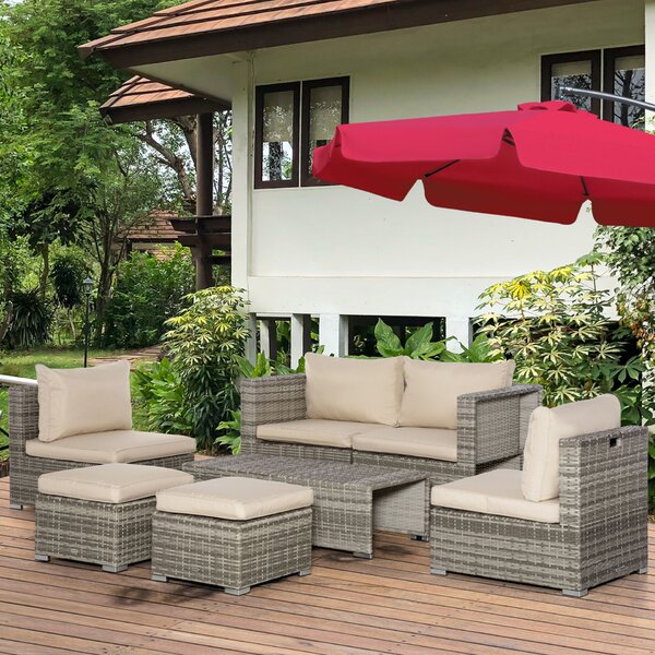 Outsunny Living kerti PE rattan ülőgarnitúra, 8 darabos, bézs