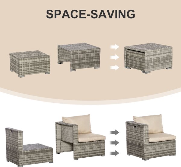 Outsunny Living kerti PE rattan ülőgarnitúra, 8 darabos, bézs