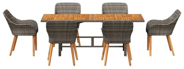 VidaXL Kert étkező szett párnával 7 pcs Szürke polirattan