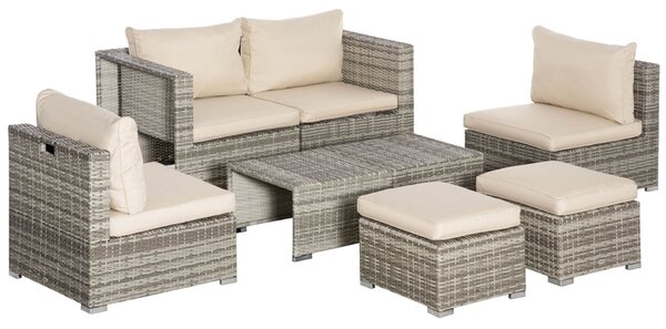 Outsunny Living kerti PE rattan ülőgarnitúra, 8 darabos, bézs