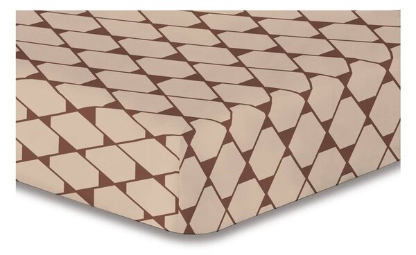 Rhombuses bézs mintás gumis lepedő, 200 x 220 cm - DecoKing