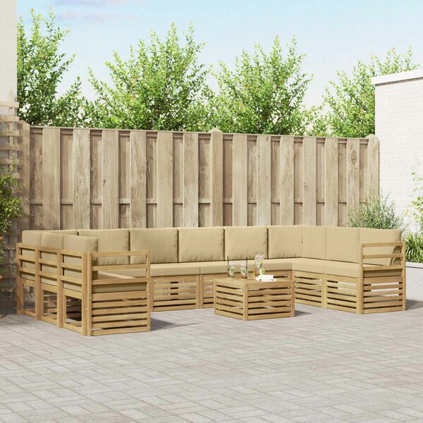 VidaXL Kültéri kanapé szett 11 pcs Fehér és Bézs 59 x 59 x 37 cm