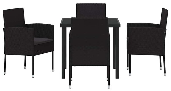 VidaXL Kert étkező szett párnával 5 pcs Fekete polirattan