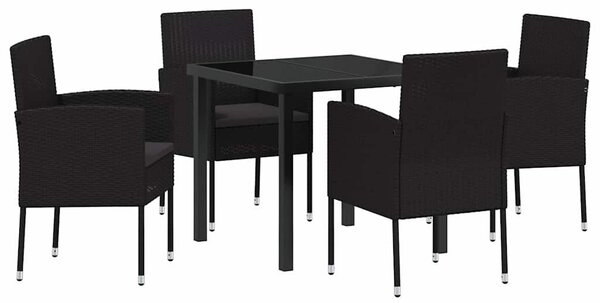 VidaXL Kert étkező szett párnával 5 pcs Fekete polirattan