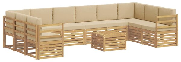 VidaXL Kültéri kanapé szett 11 pcs Fehér és Bézs 59 x 59 x 37 cm