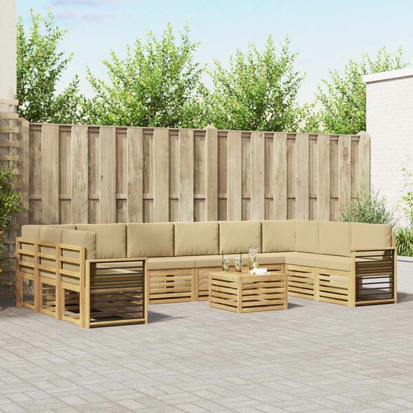 VidaXL Kültéri kanapé szett 11 pcs Fehér és Bézs 59 x 59 x 37 cm