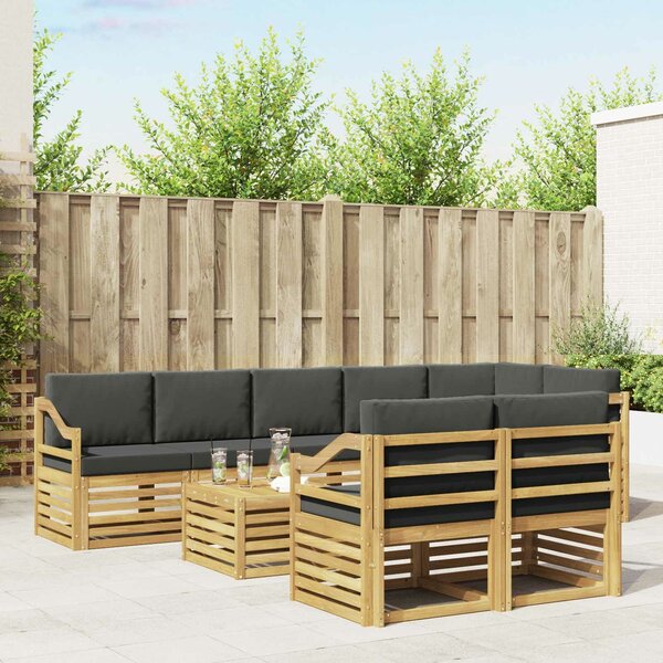 VidaXL Kültéri kanapé szett 8 pcs Fehér és Antracitszürke