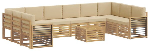 VidaXL Kültéri kanapé szett 11 pcs Fehér és Bézs 59 x 59 x 37 cm