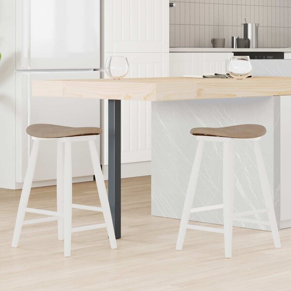VidaXL Étkező Székek 2 pcs Fehér 46 x 37 x 63 cm Tömör Gumi Fa