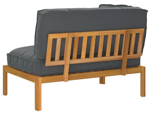 Kanapé Szett párnával Antracit 131,5 x 92 x 69 cm Tömör Akácfa