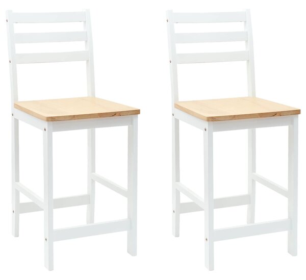 VidaXL Étkező Székek 2 pcs Tömör Gumi Fa Fehér 40 x 47,5 x 99,5 cm
