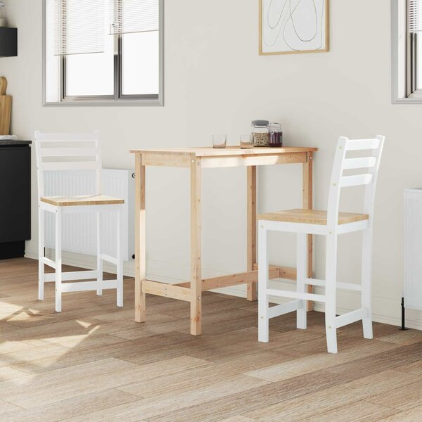 VidaXL Étkező Székek 2 pcs Tömör Gumi Fa Fehér 40 x 47,5 x 99,5 cm