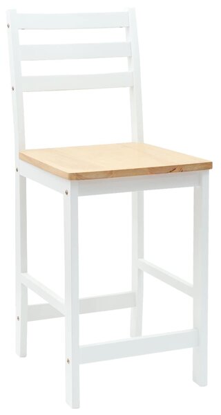VidaXL Étkező Székek 2 pcs Tömör Gumi Fa Fehér 40 x 47,5 x 99,5 cm