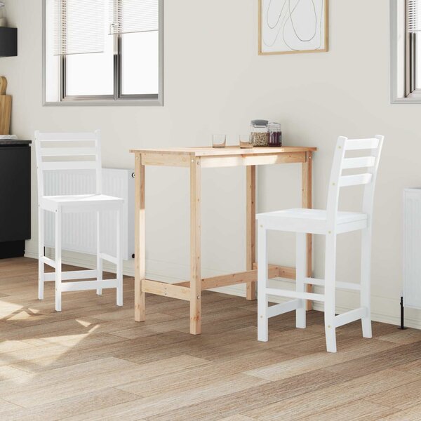 VidaXL Étkező Székek 2 pcs Fehér 40 x 47,5 x 99,5 cm Tömör Gumi Fa