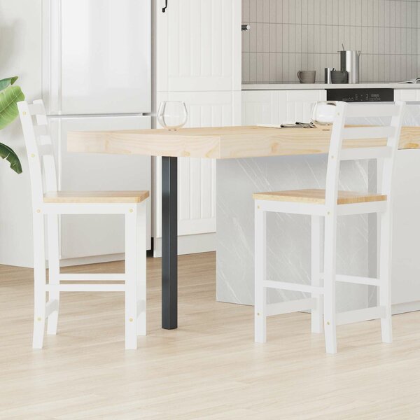 VidaXL Étkező Székek 2 pcs Tömör Gumi Fa Fehér 40 x 47,5 x 99,5 cm