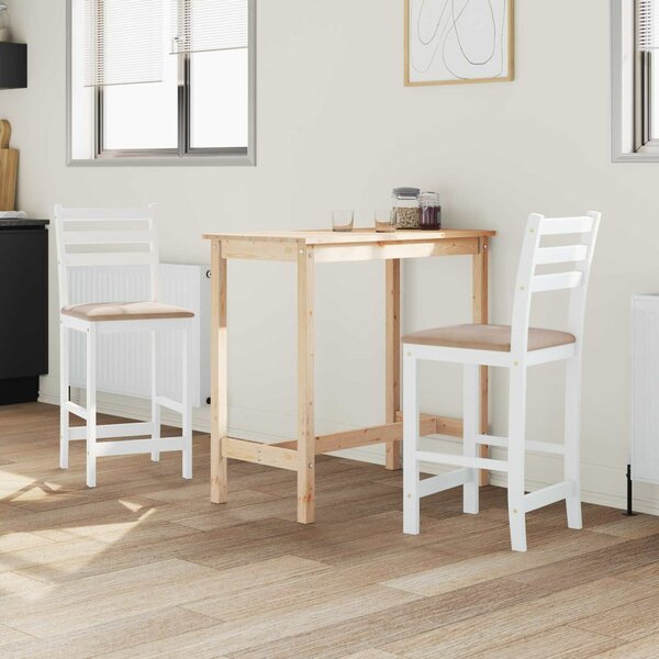 VidaXL Étkező Székek 2 pcs Fehér 40 x 47,5 x 99,5 cm Tömör Gumi Fa