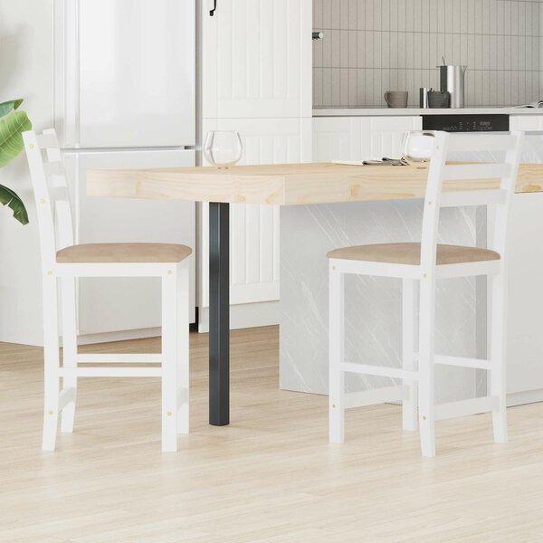 VidaXL Étkező Székek 2 pcs Fehér 40 x 47,5 x 99,5 cm Tömör Gumi Fa