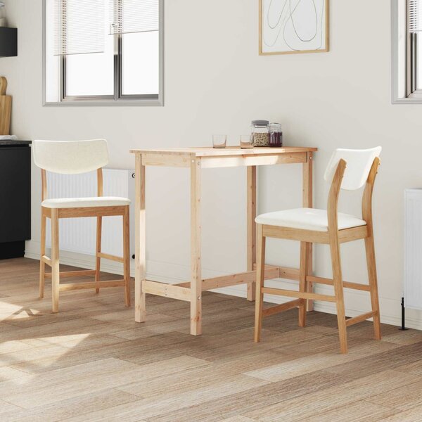 VidaXL Étkező Székek 2 pcs Természetes 48 x 49 x 95 cm Tömör Gumi Fa