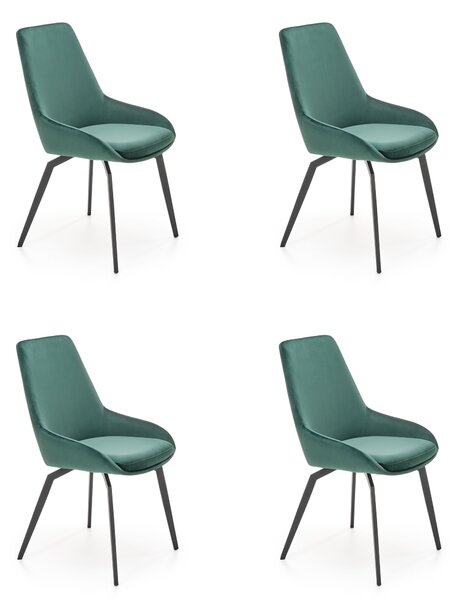 Szett 4 db szék K479 sötétzöld - modern, kárpitozott, loft design nappaliba, étkezőbe, BÁRSONY