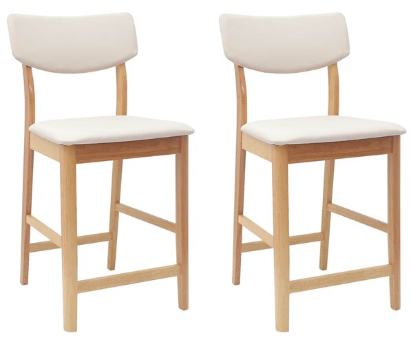 VidaXL Étkező Székek 2 pcs Természetes 48 x 49 x 95 cm Tömör Gumi Fa