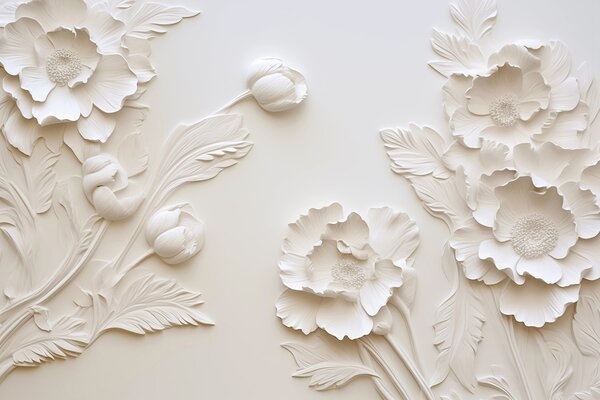 Fotótapéta Bas-relief stílusú virágok pasztell színekben, 3d fotótapéta, Fotótapéta 3d virágok, w04060 : Uwalls.hu
