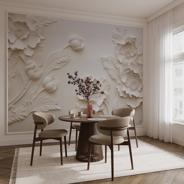 Fotótapéta Bas-relief stílusú virágok pasztell színekben, 3d fotótapéta, Fotótapéta 3d virágok, w04060 : Uwalls.hu