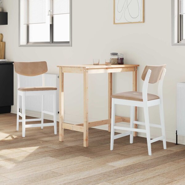 VidaXL Étkező Székek 2 pcs Fehér 48 x 49 x 95 cm Tömör Gumi Fa