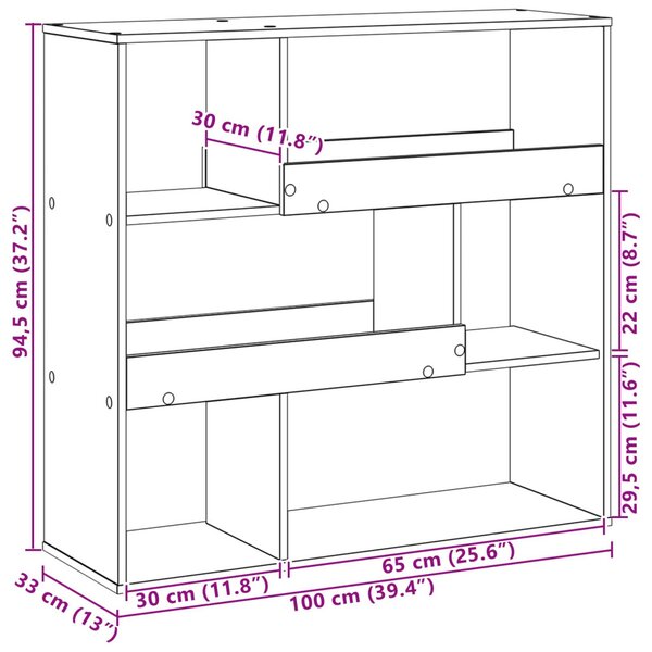 Könyvespolc Fekete tölgy 100 x 33 x 94,5 cm Faanyag