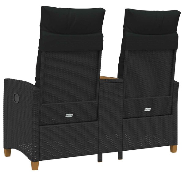 VidaXL Dönthető pad asztallal Fekete 126 x 65 x 112 cm polirattan