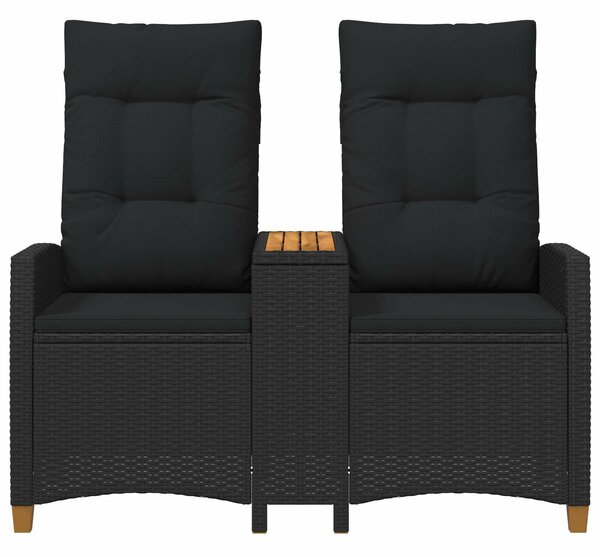VidaXL Dönthető pad asztallal Fekete 126 x 65 x 112 cm polirattan